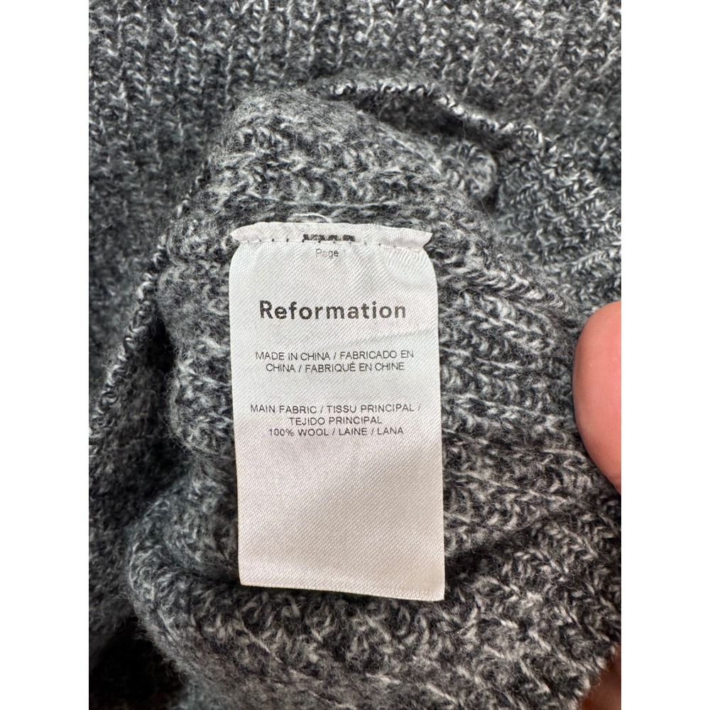 Reformation Lotto Wool Sweater Heathered Gray‎ Sz M Cropped - Picture 6 of 6